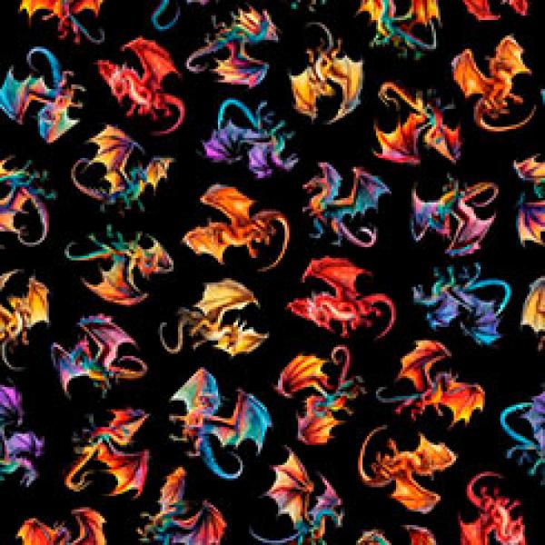 Patchworkbaumwolle Tossed Dragons bei Dan Morris für QT Fabrics